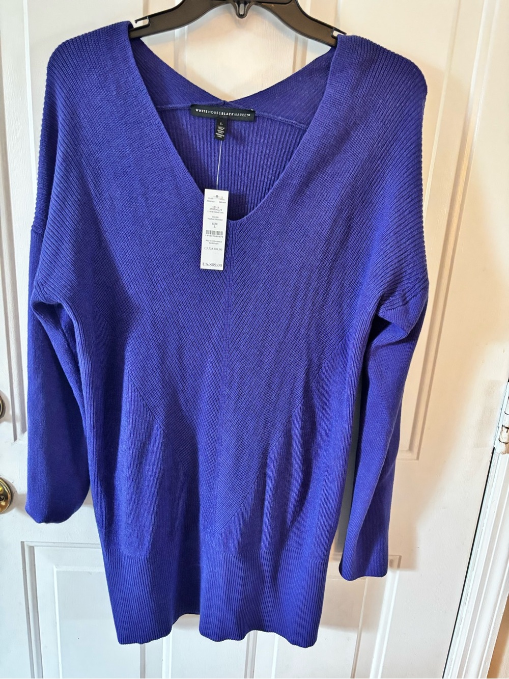 White House Black Market Purple V-Neck Knit Sweater